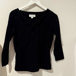 Black 3/4 Sleeve Criss Cross Design Sweater